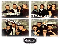 photobooth images; team holds a 'dreamteam' sign